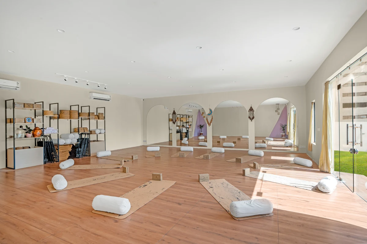Main practice hall at Samsara Yoga Studio