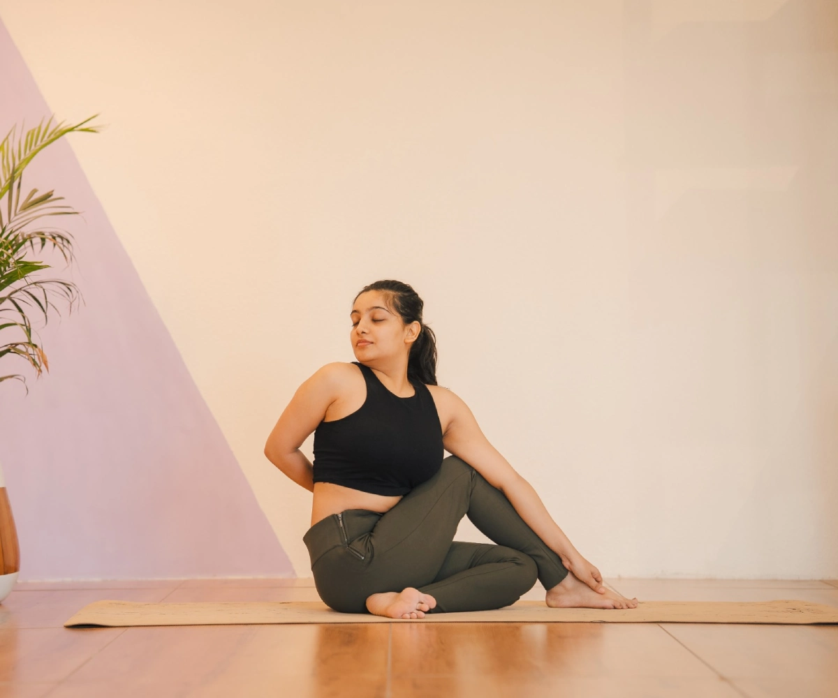 Student practising yoga at Samsara